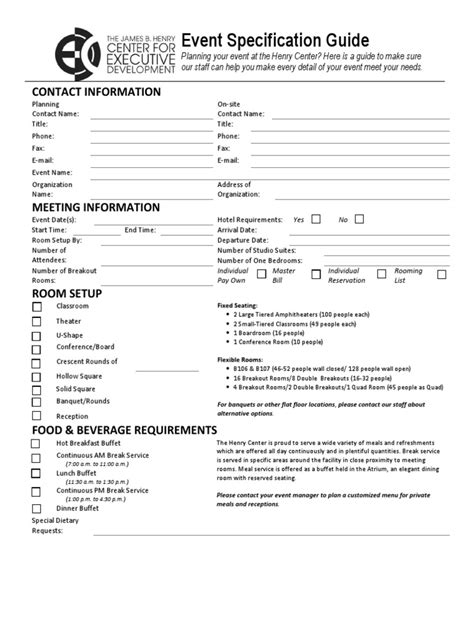 Event Specification Guide Template