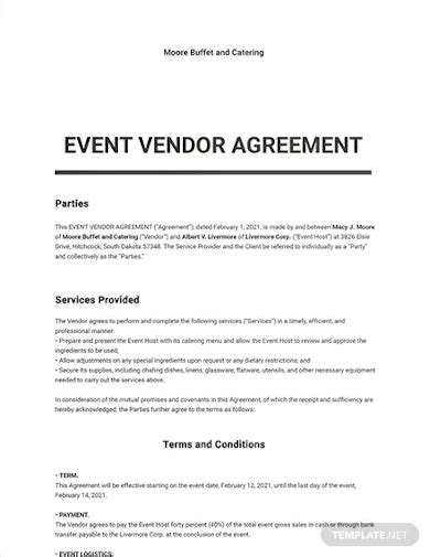 Event Vendor Agreement Template