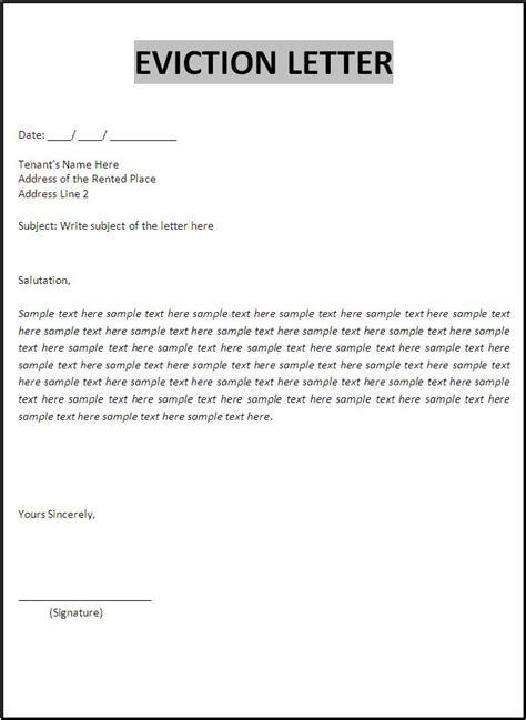 Eviction Template Letter