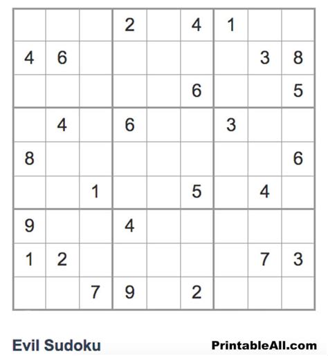Evil Sudoku Printable