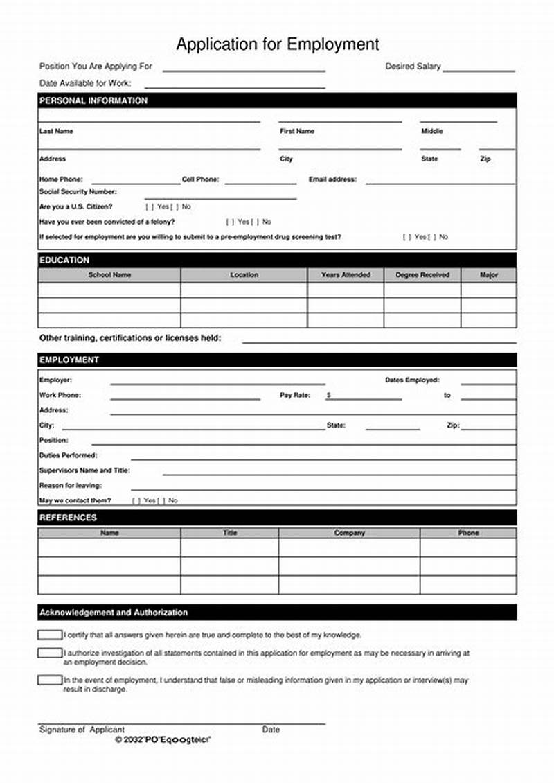 Example Application Form