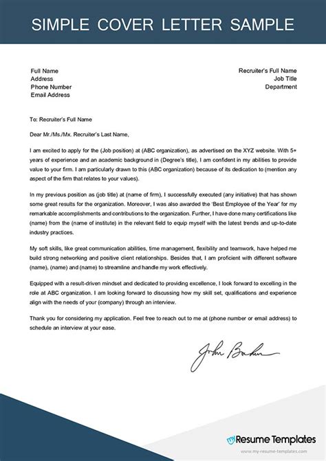 Example Cover Letter Template