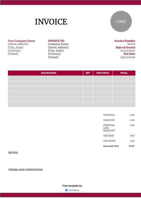 Example Invoice Template Uk