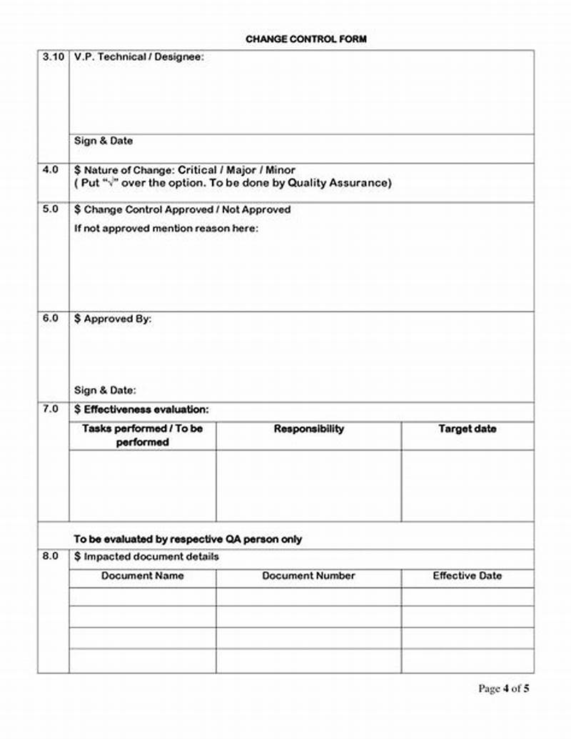 Example Of Change Control Form In Pharma