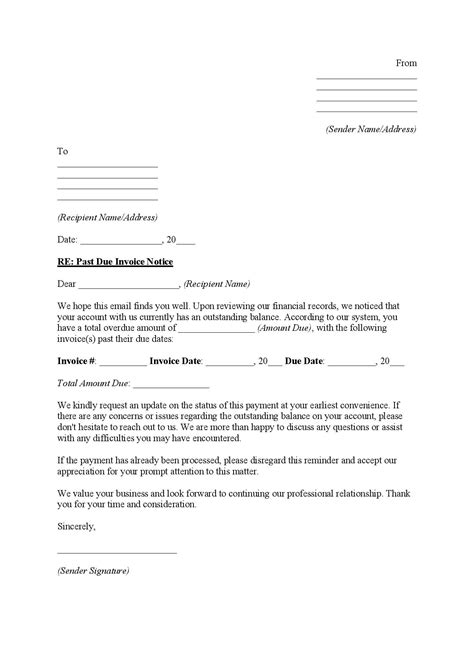 Example Of Invoice Letter Template