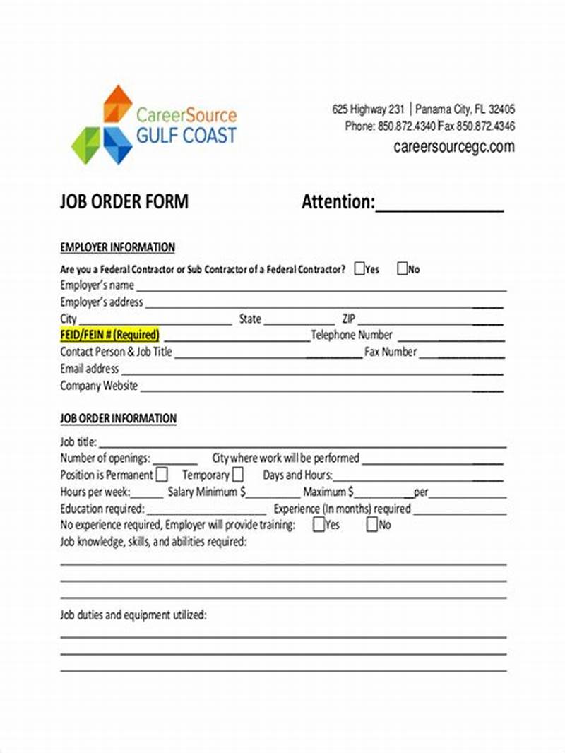 Example Of Job Order Form