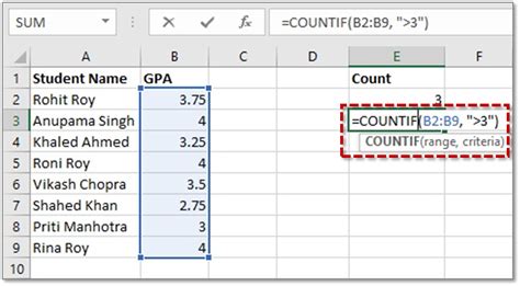 Excel Add Countif