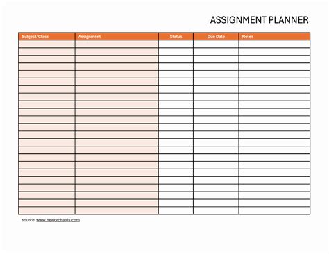 Excel Assignment Tracker Template