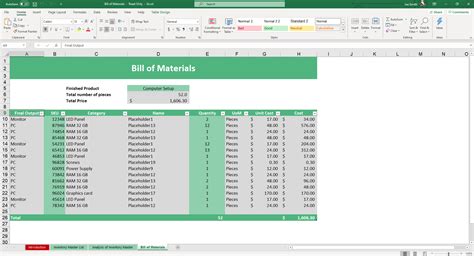 Excel Bom Template