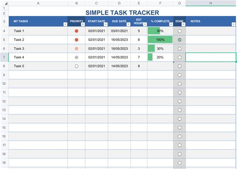 Excel Task Tracker Template