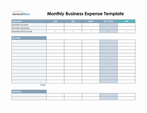 Excel Template For Business Income And Expenses