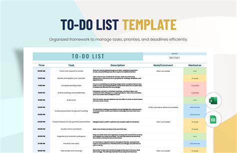 Excel Template For To Do List