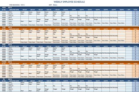 Excel Template Weekly Schedule