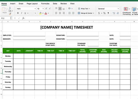 Excel Timecard Templates