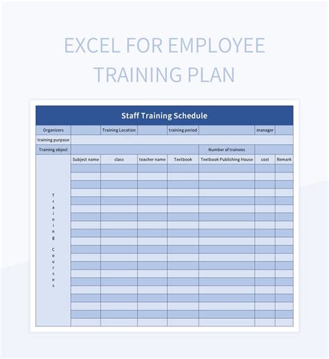 Excel Training Plan Templates For Employees
