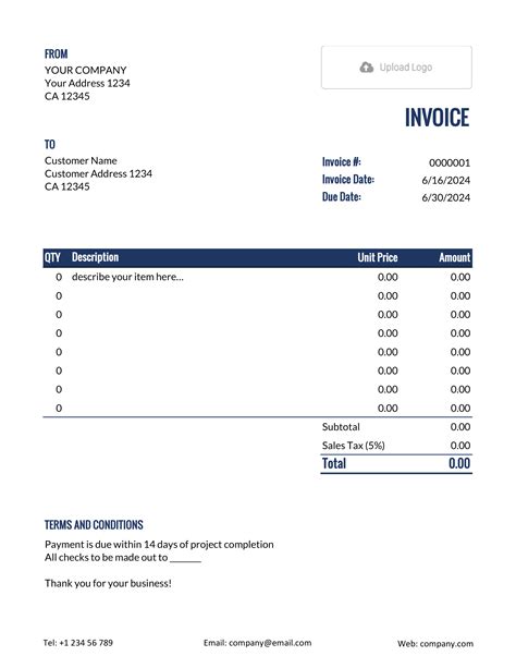 Excell Invoice Template