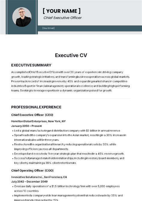 Executive Curriculum Vitae Template