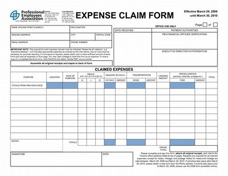 Expense Claim Form Example