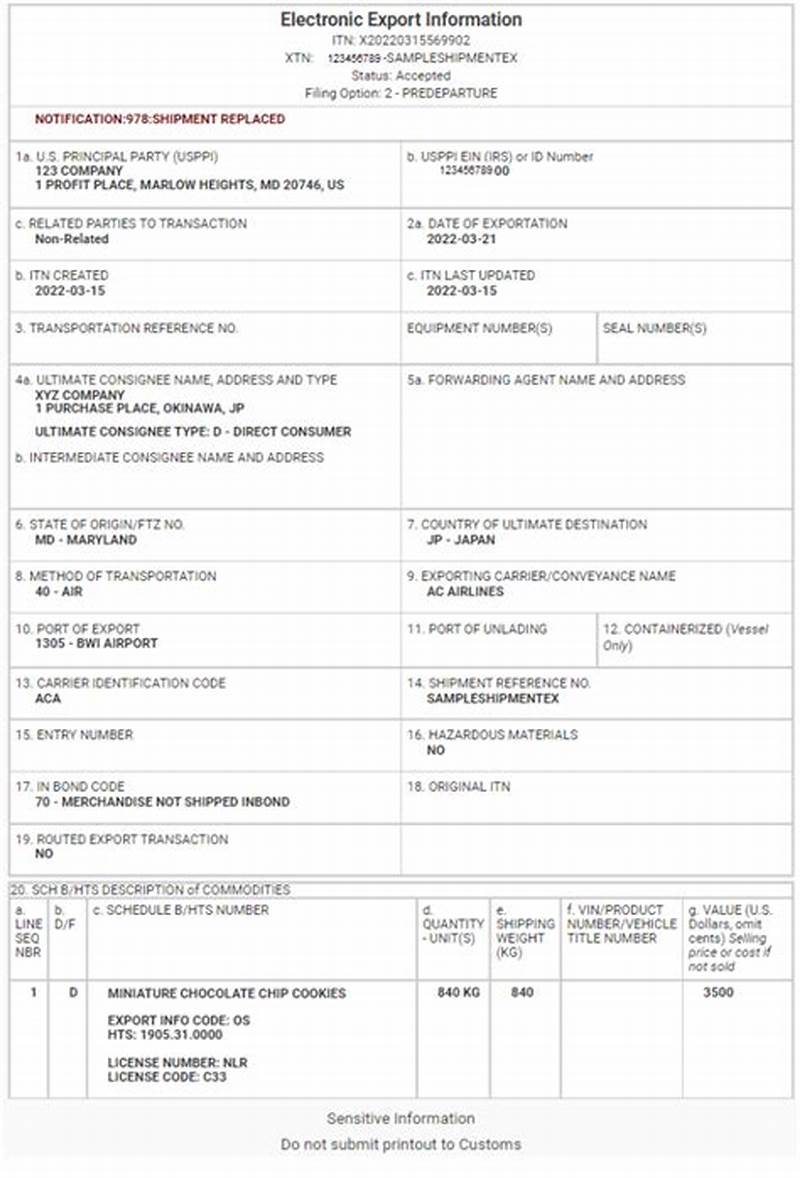 Export Declaration Form