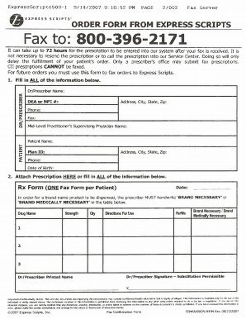 Express Scripts Mail Order Form For Providers