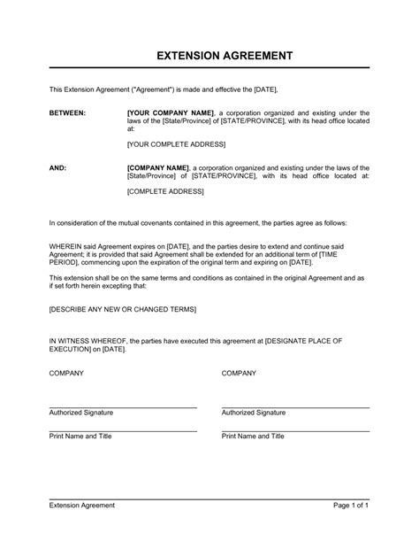 Extension Agreement Template