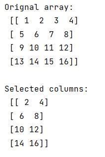 Extracting specific columns in numpy array