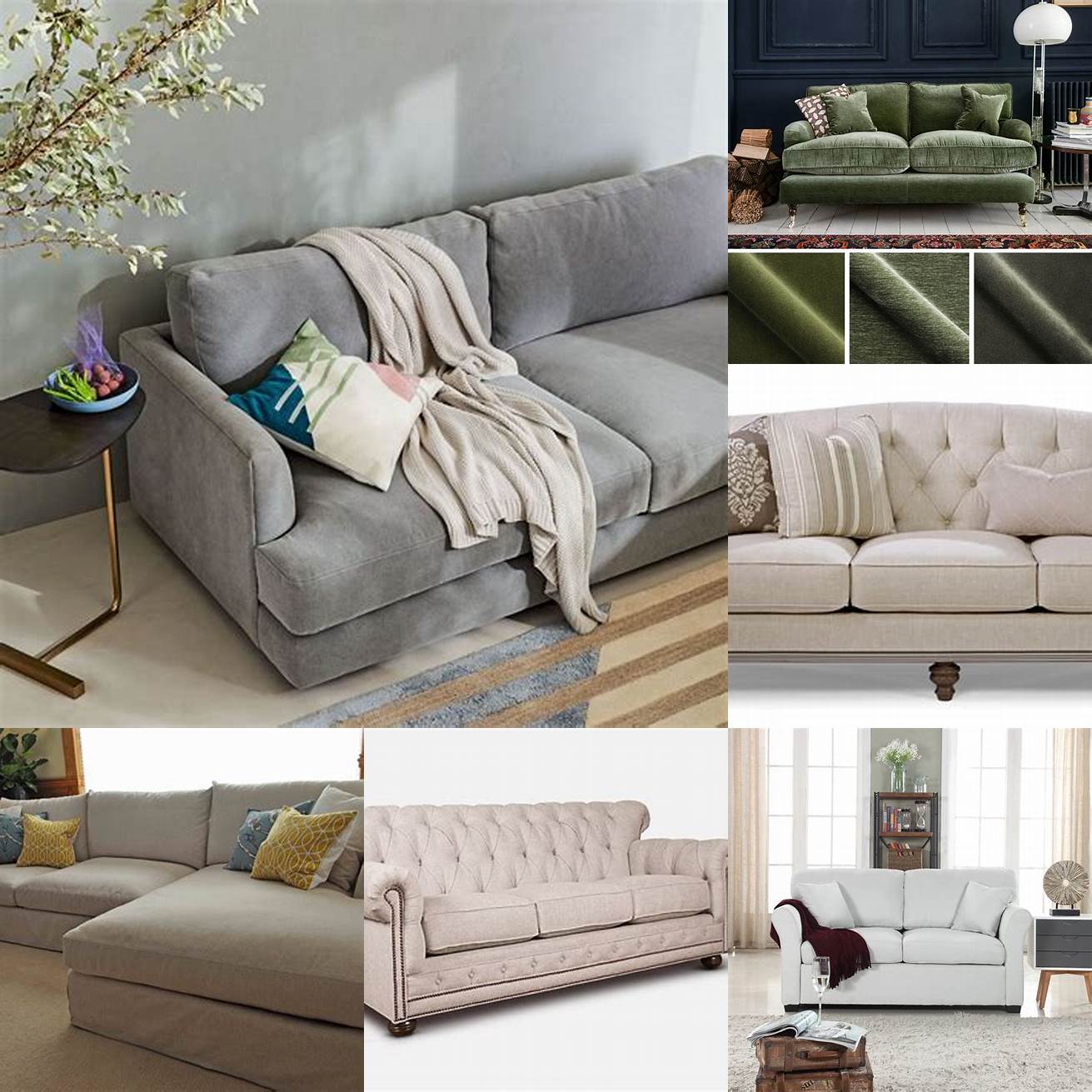 Fabric Fabric high back sofas are soft cozy and available in many textures and patterns They come in various colors from neutral beige and gray to vibrant yellow and green