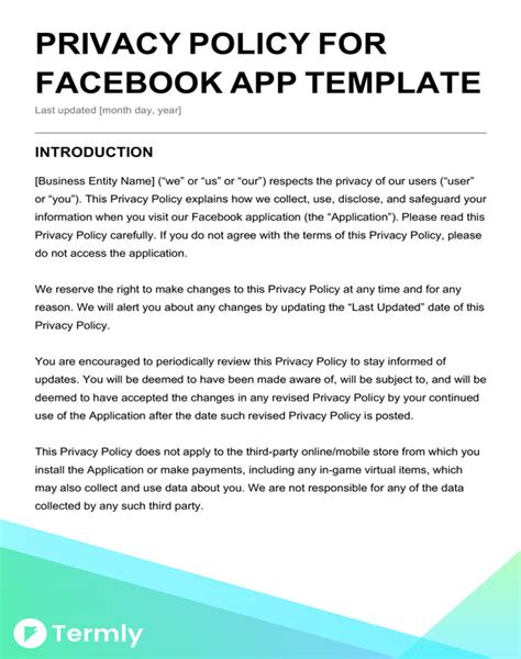 Facebook Privacy Policy Template