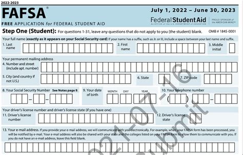Fafsa Form Printable