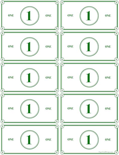 Fake 1 Dollar Bill Printable