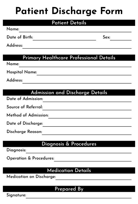 Fake Hospital Discharge Form Template Free