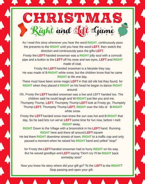 Family Gathering Christmas Left Right Game Free Printable