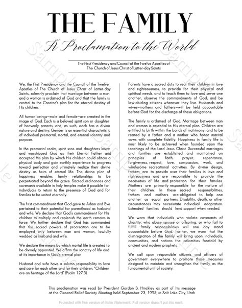 Family Proclamation To The World Printable