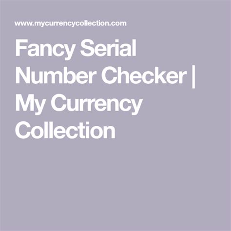 Fancy Serial Number Chart