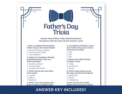 Father's Day Quiz Printable