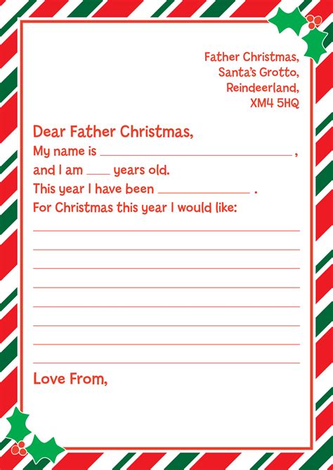 Father Christmas Letter Template