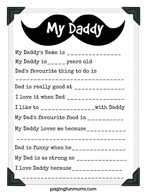 Fathers Day Printable Questionnaire