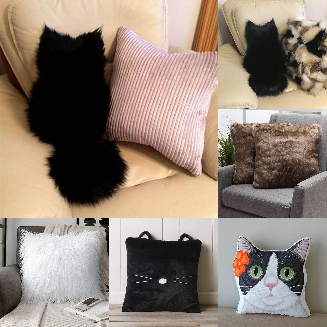Faux Fur Cat Pillows