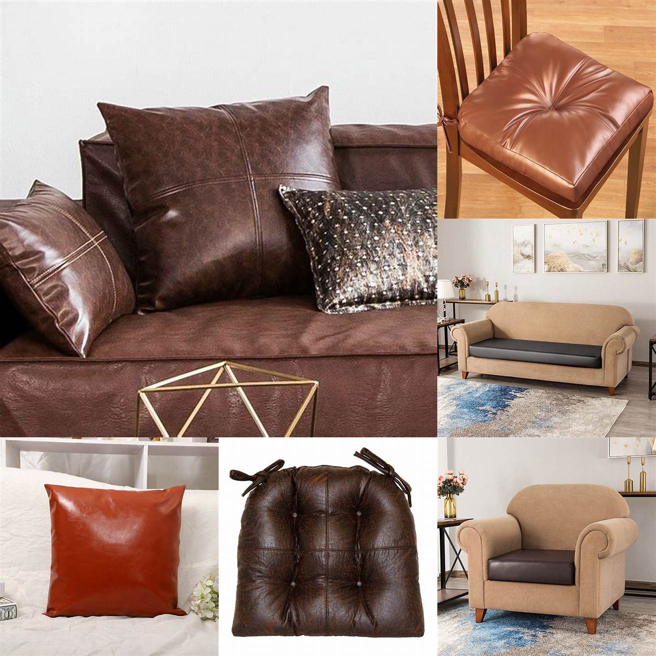 Faux leather cushions