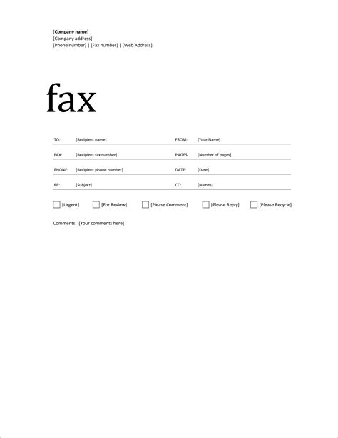 Fax Cover Template Microsoft Word