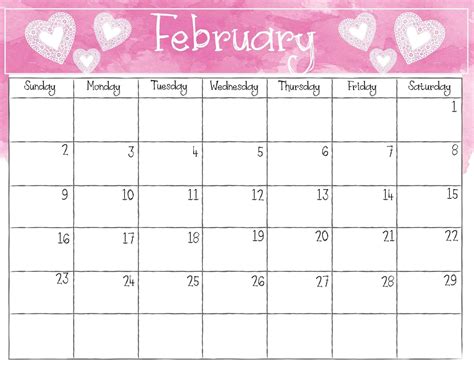Feb Calendar Template