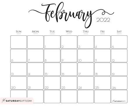 Febuary Printable Calendar