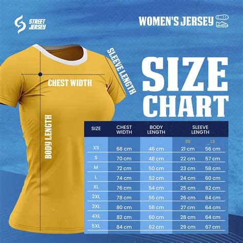 Female Jersey Size Chart