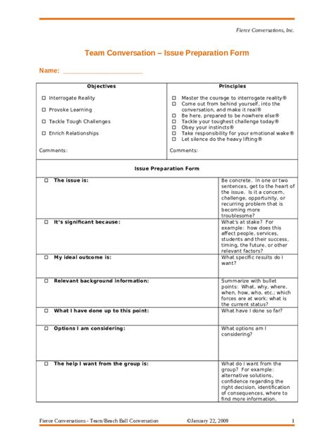 Fierce Conversation Template