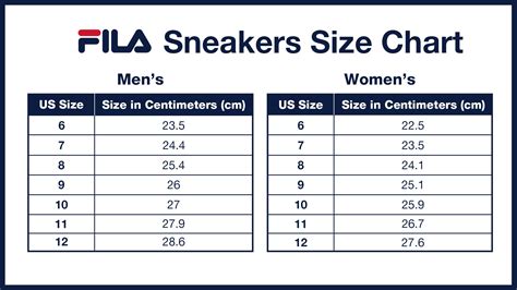 Fila Shoe Size Chart