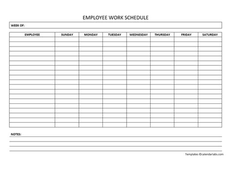 Fillable Printable Free Weekly Employee Work Schedule Template