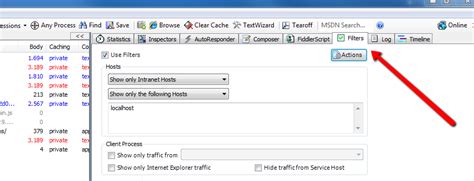 Filter Fiddler traffic