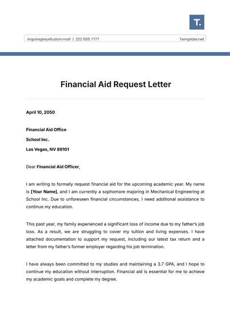 Financial Aid Request Letter Template