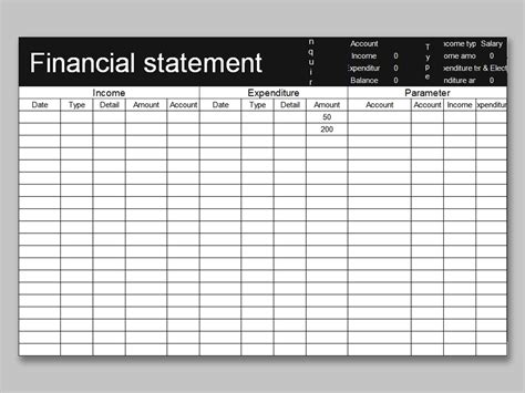 Financial Statement Template Excel Free Download