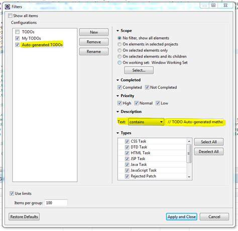Find TODO tags in Eclipse